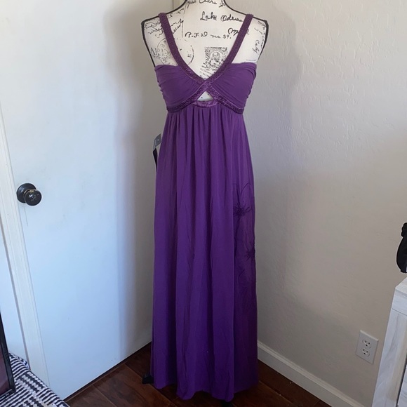 bebe Dresses & Skirts - Bebe Purple Embellished Long Maxi Dress